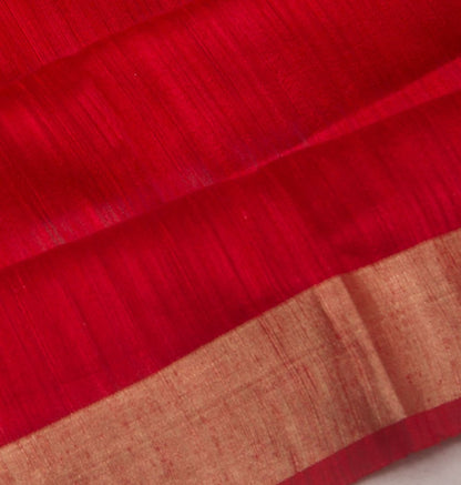 Banarasi Tussar Plain Red Saree