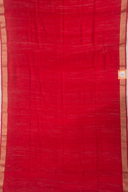 Banarasi Tussar Plain Red Saree