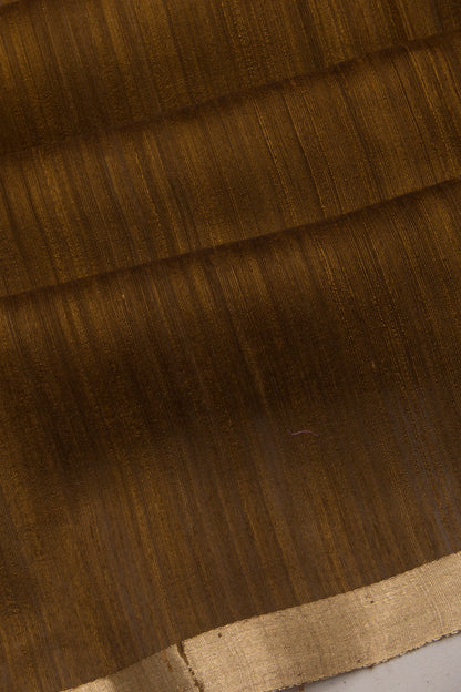 Tussar Plain Brown Saree