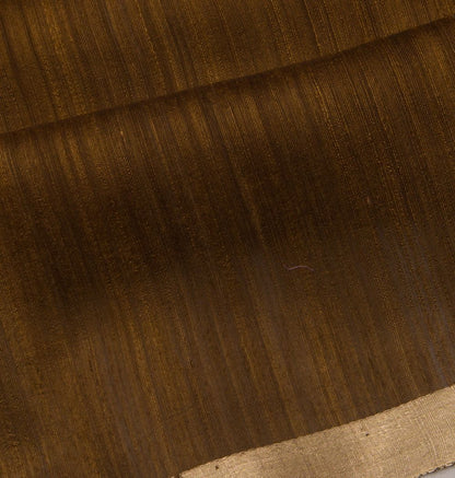 Tussar Plain Brown Saree