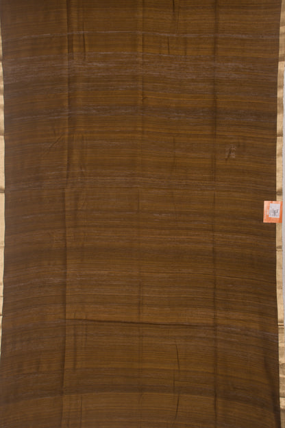 Tussar Plain Brown Saree