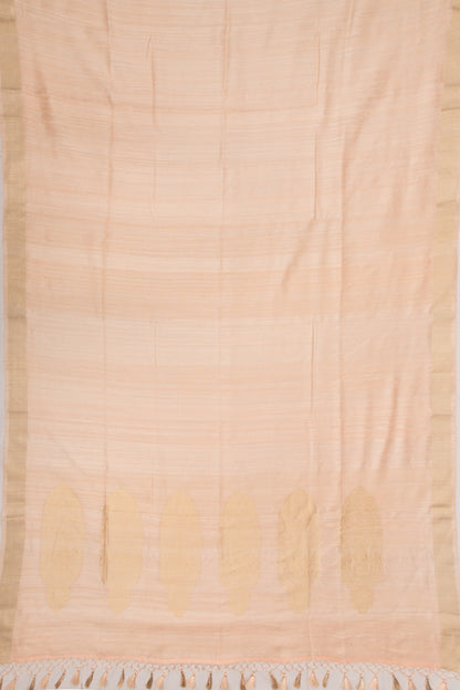 Tussar Plain Peach Saree