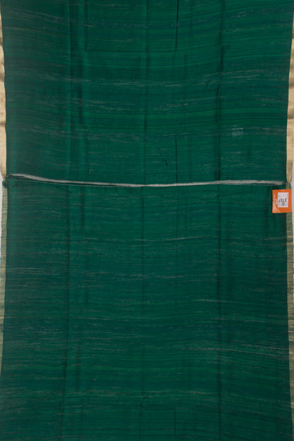 Tussar Plain Bottle Green Saree