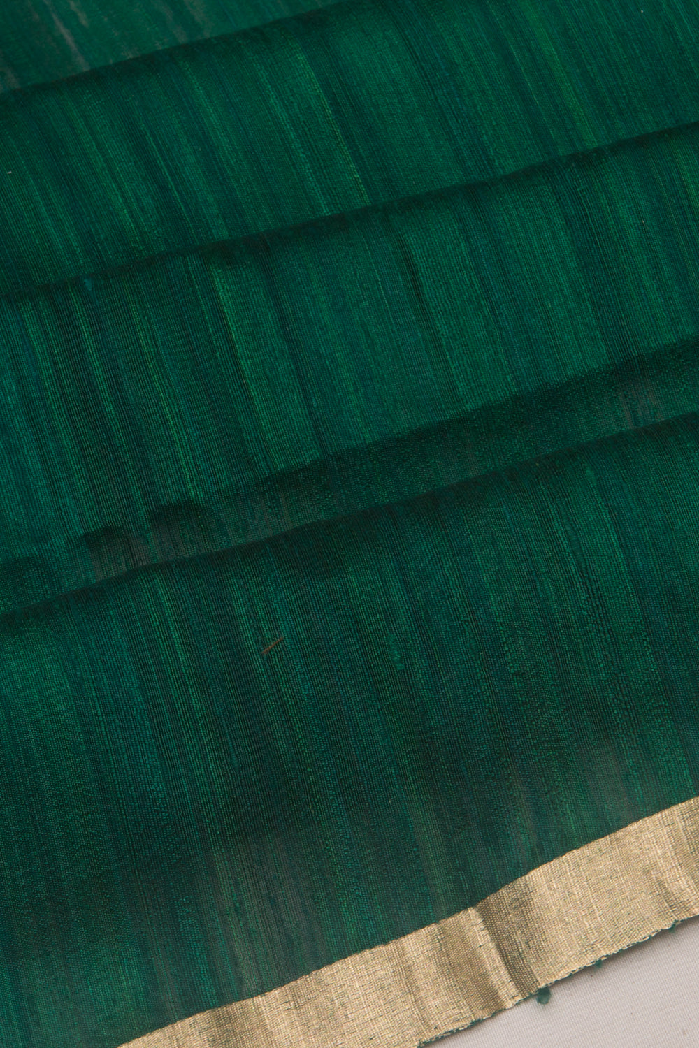 Tussar Plain Bottle Green Saree