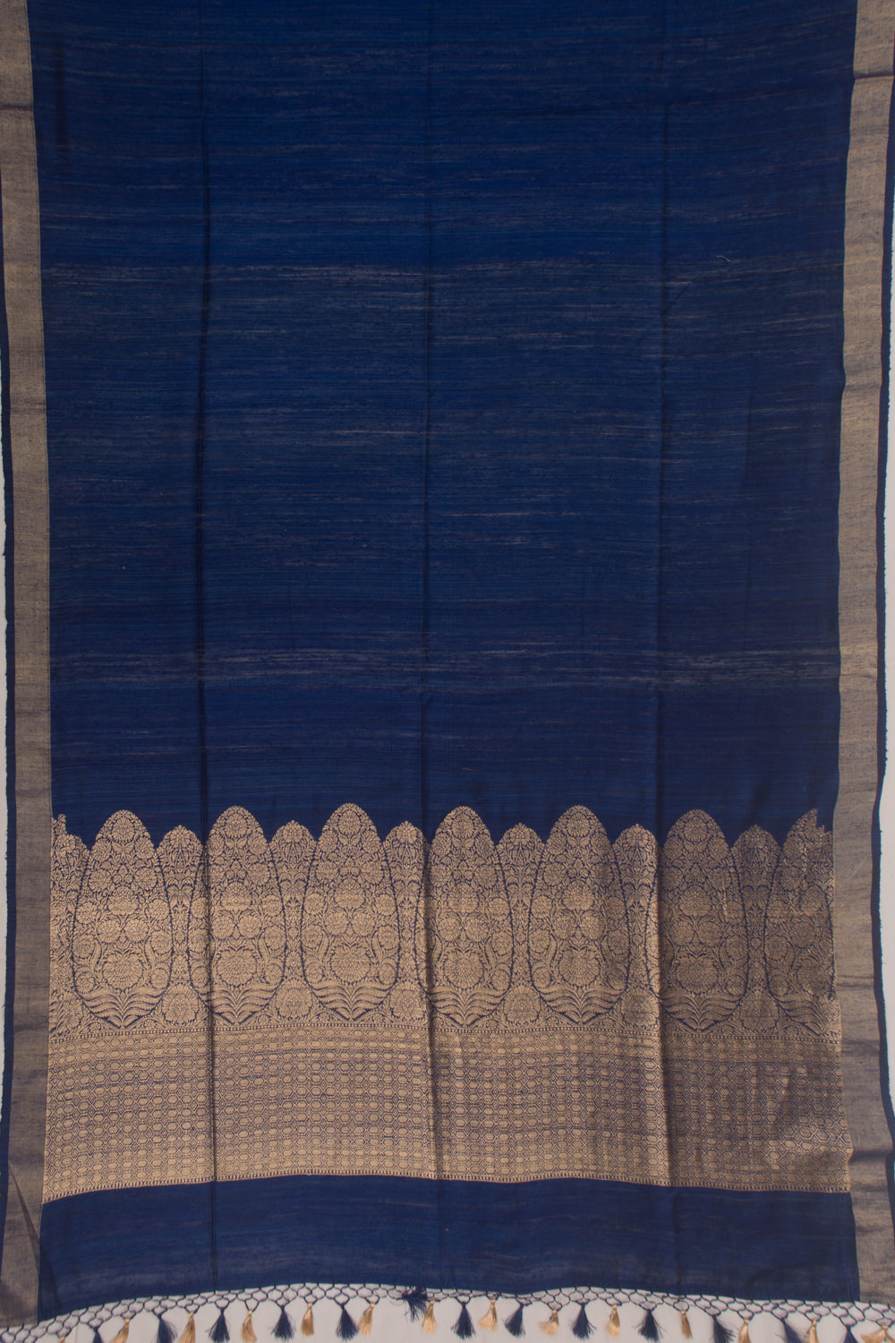 Tussar Plain Blue Saree