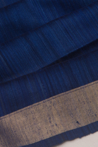 Tussar Plain Blue Saree