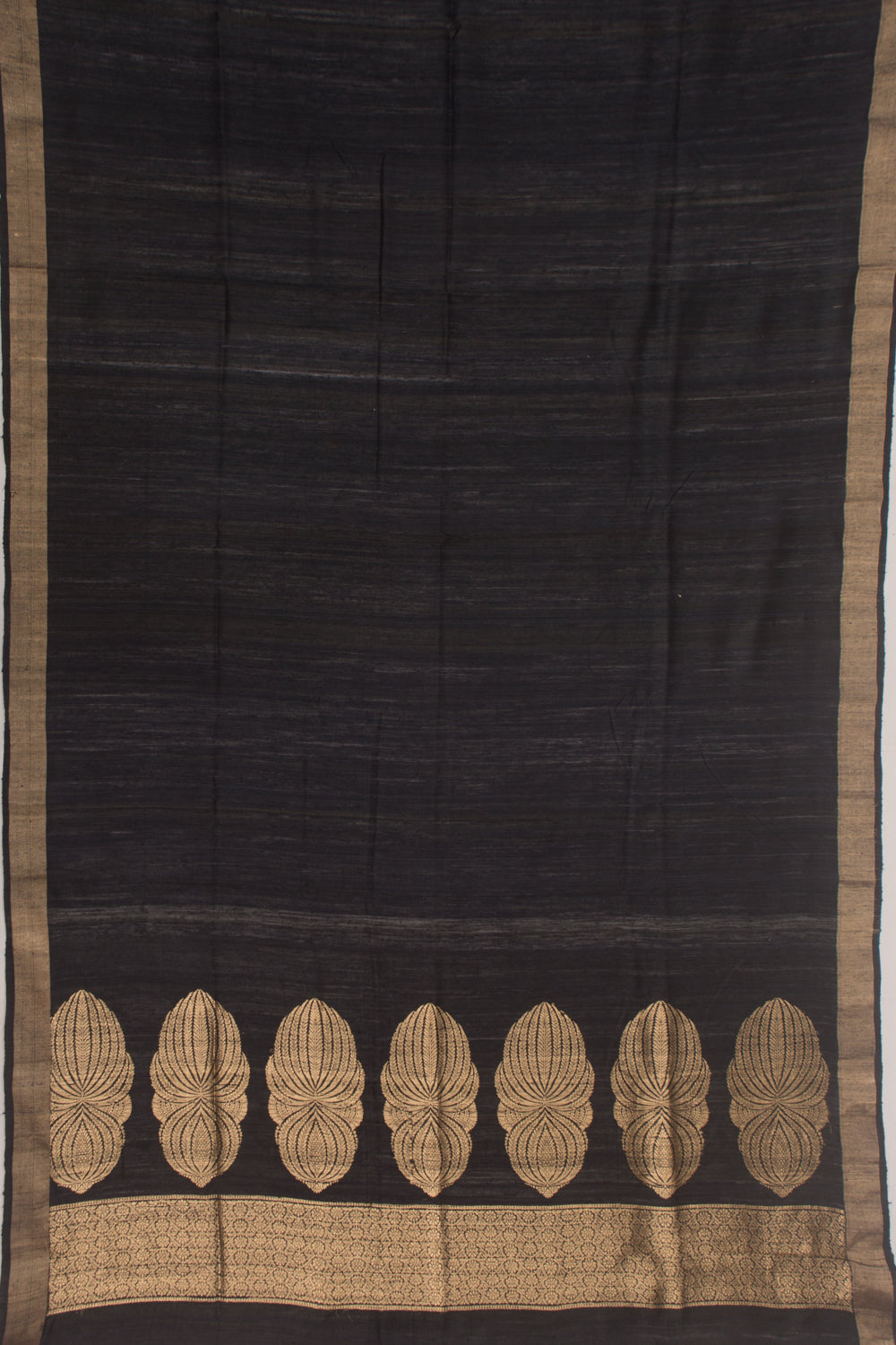 Banarasi Tussar Plain Black Saree