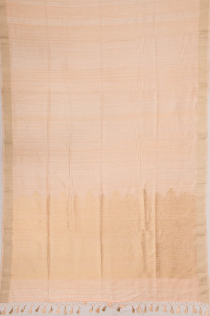 Tussar Plain Peach Saree