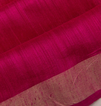 Banarasi Tussar Plain Pink Saree