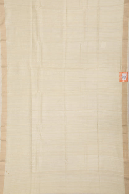 Tussar Plain Cream Saree