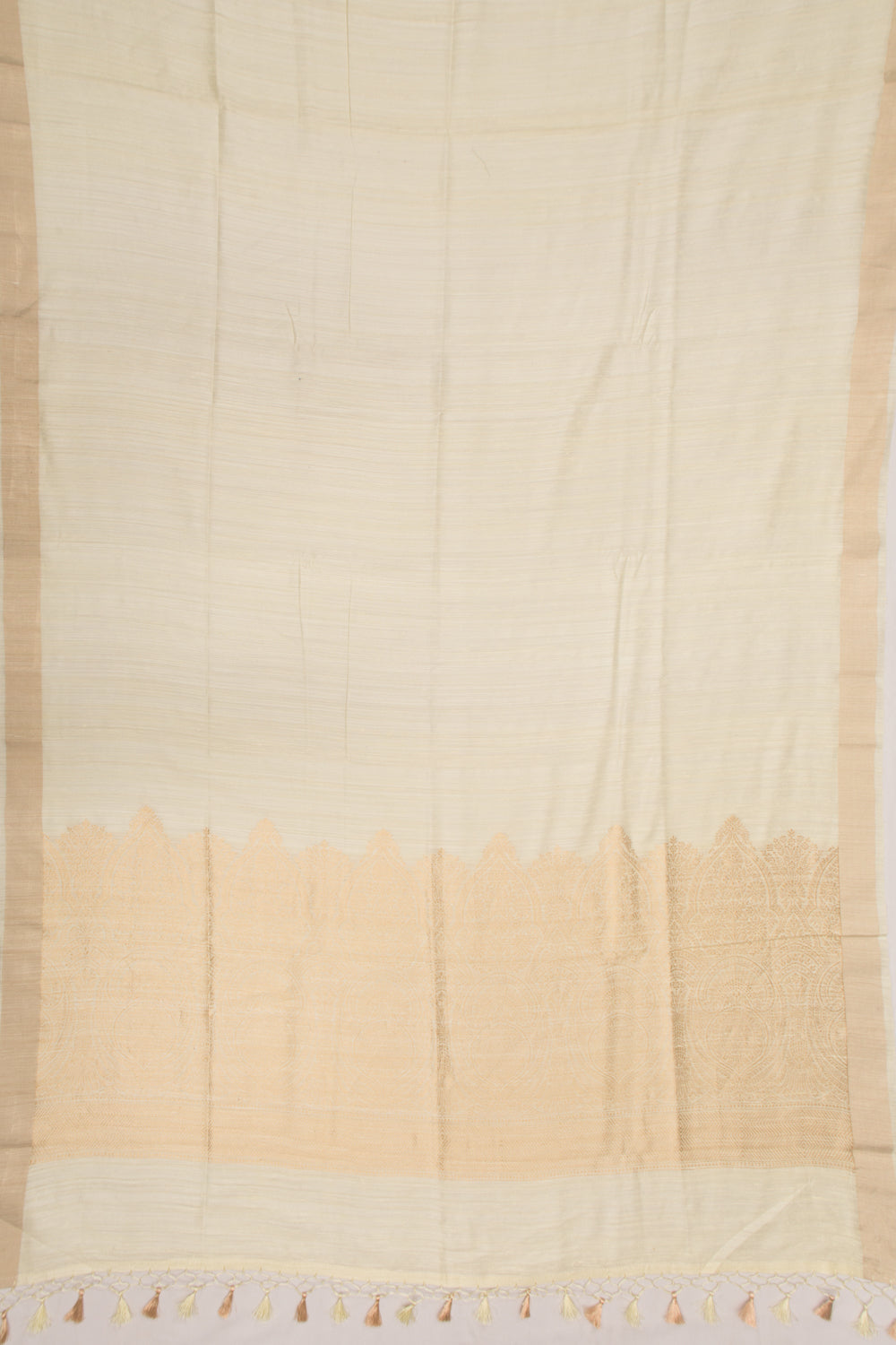 Tussar Plain Cream Saree