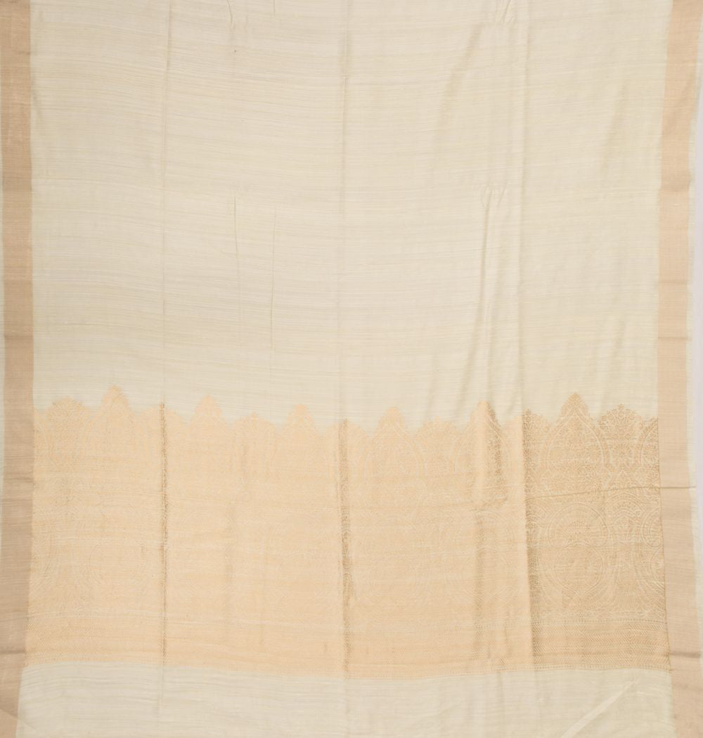 Tussar Plain Cream Saree