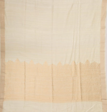 Tussar Plain Cream Saree