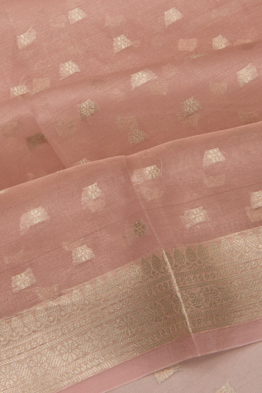 Organza Tissue Butta Pink Saree