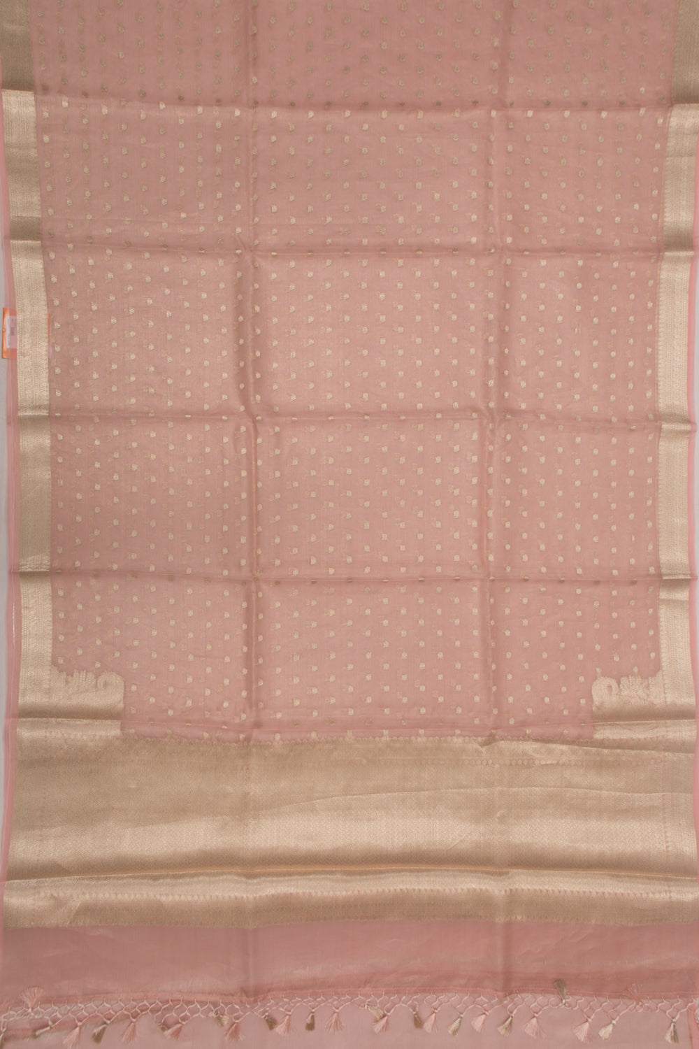 Organza Tissue Butta Pink Saree