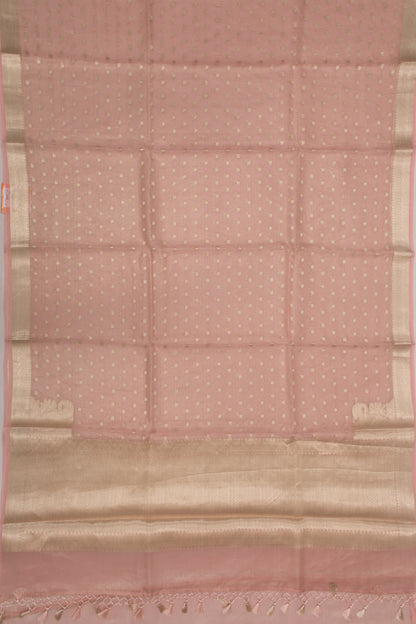 Organza Tissue Butta Pink Saree