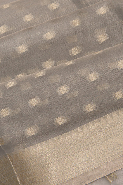 Organza Tissue Butta Grey Saree
