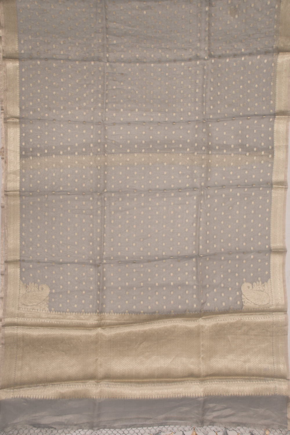 Organza Tissue Butta Grey Saree