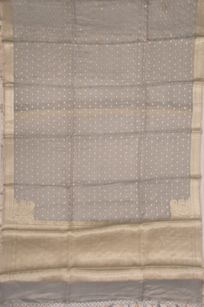 Organza Tissue Butta Grey Saree