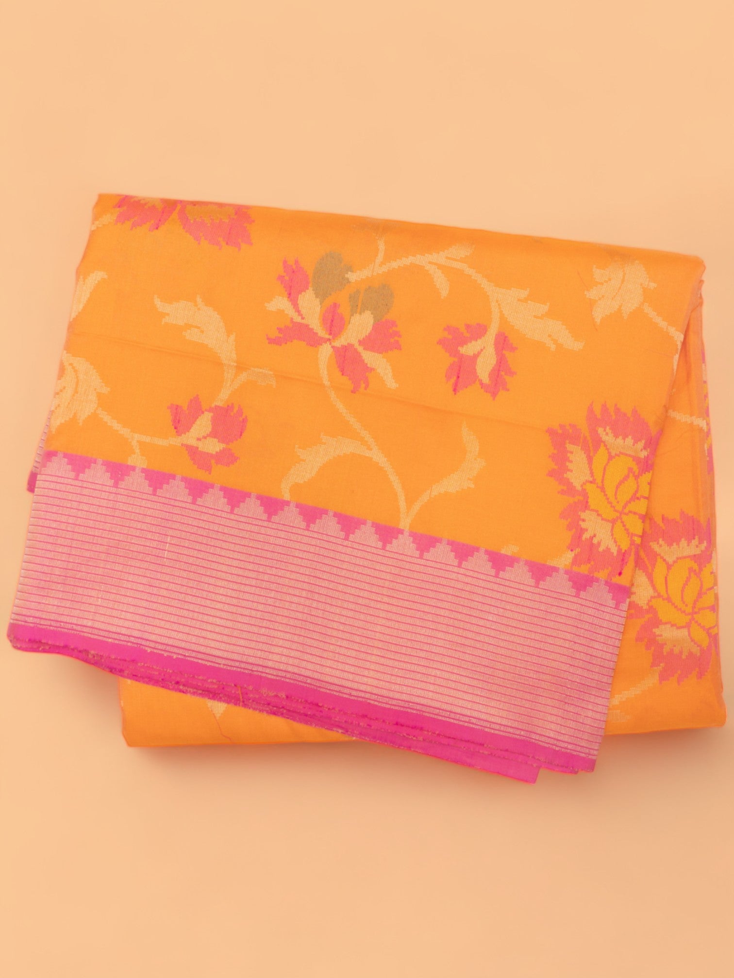 Banarasi Silk Jamdani Jaal Orange Saree