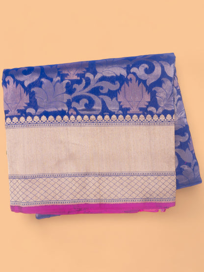 Banarasi Silk Brocade Dark Blue Saree