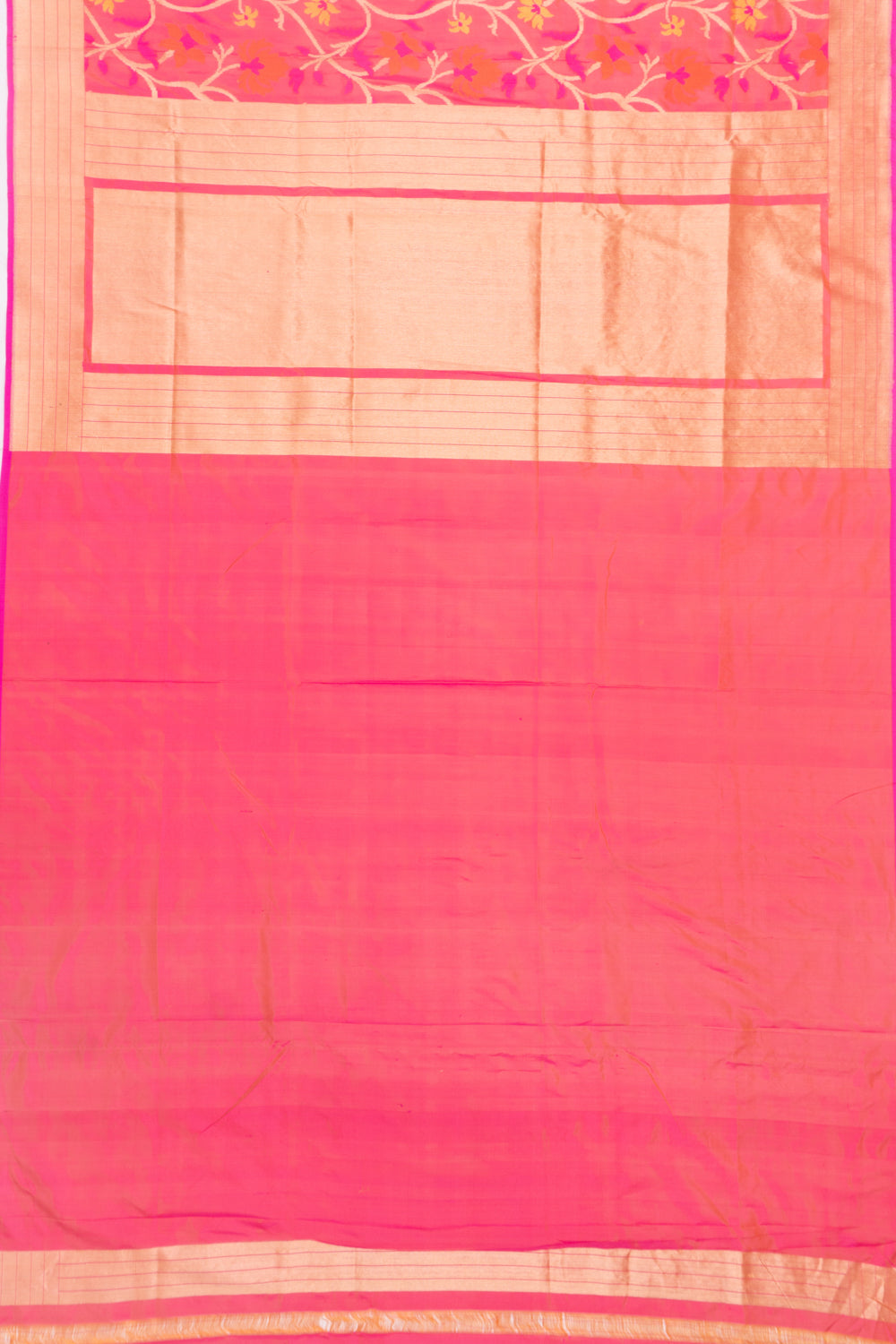 Banarasi Silk Jaal Dual Tone Pink And Orange Saree
