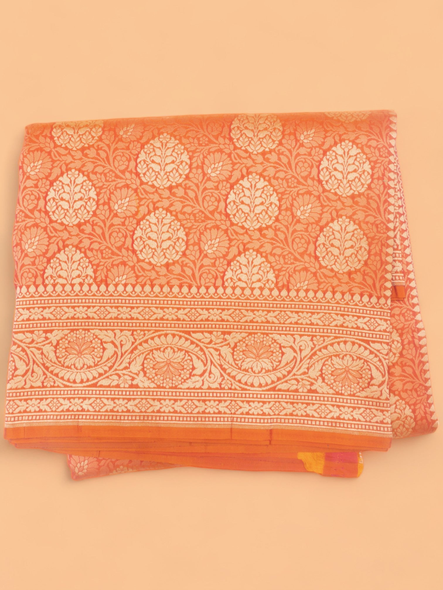 Banarasi Silk Jacquard And Butta Orange Saree