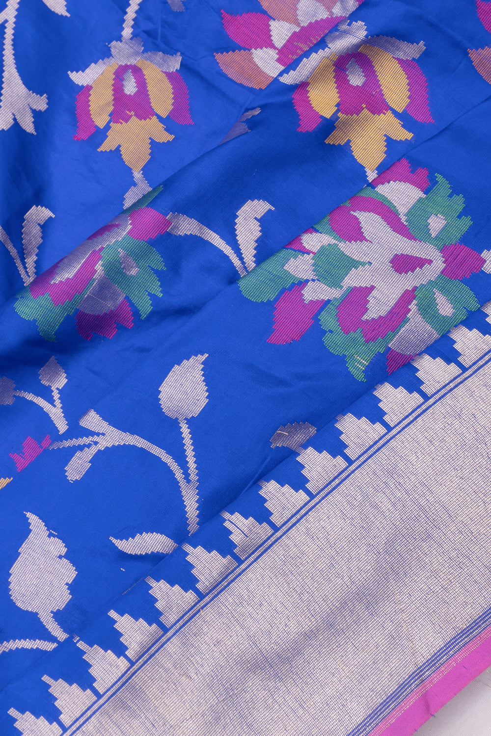 Banarasi Silk Jaal Royal Blue Saree