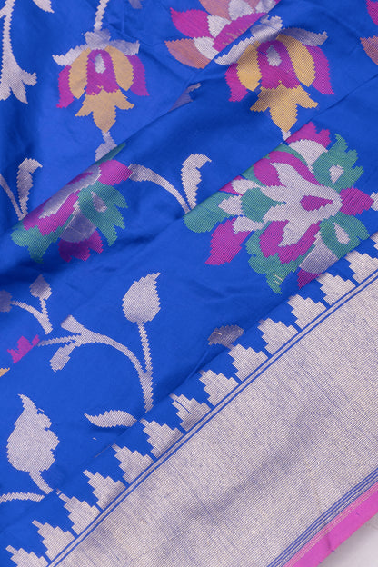 Banarasi Silk Jaal Royal Blue Saree