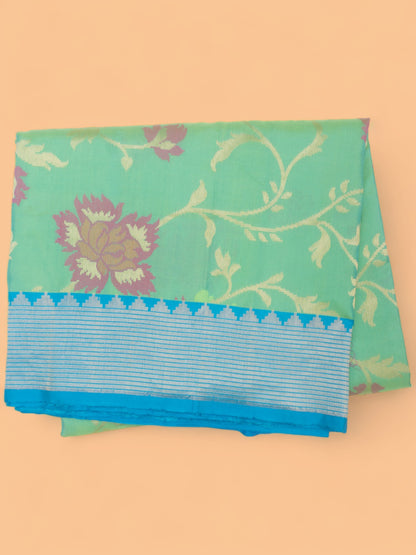 Banarasi Silk Jaal Dual Tone Green And Blue Saree