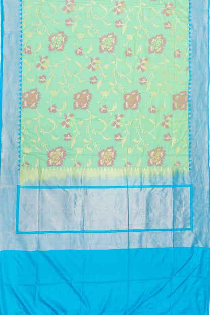 Banarasi Silk Jaal Dual Tone Green And Blue Saree