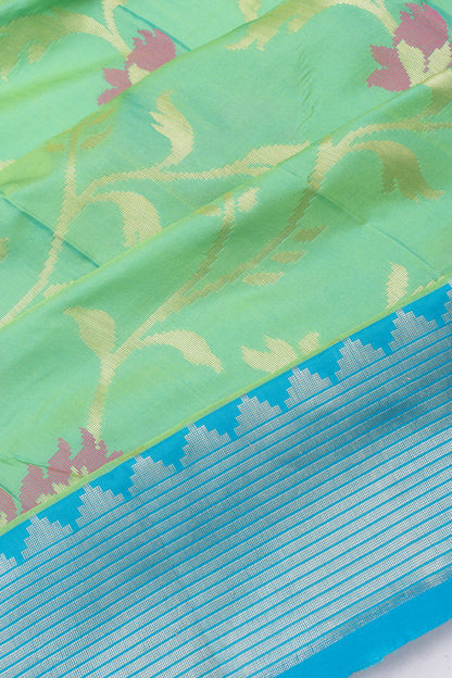 Banarasi Silk Jaal Dual Tone Green And Blue Saree