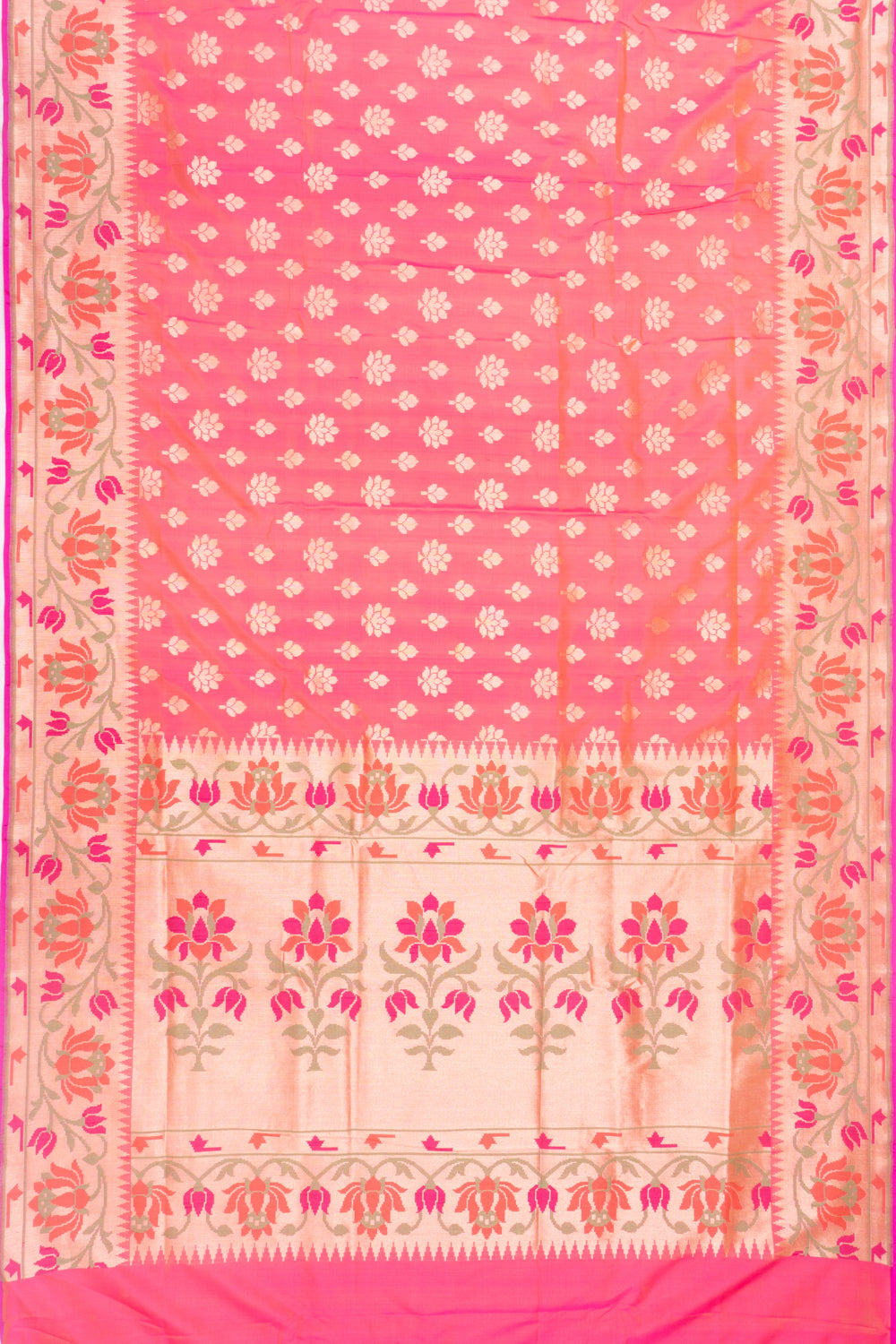 Banarasi Silk Butta Dual Tone Pink And Orange Saree