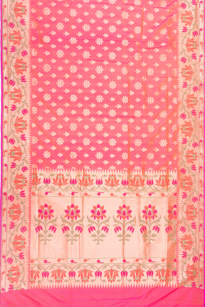 Banarasi Silk Butta Dual Tone Pink And Orange Saree