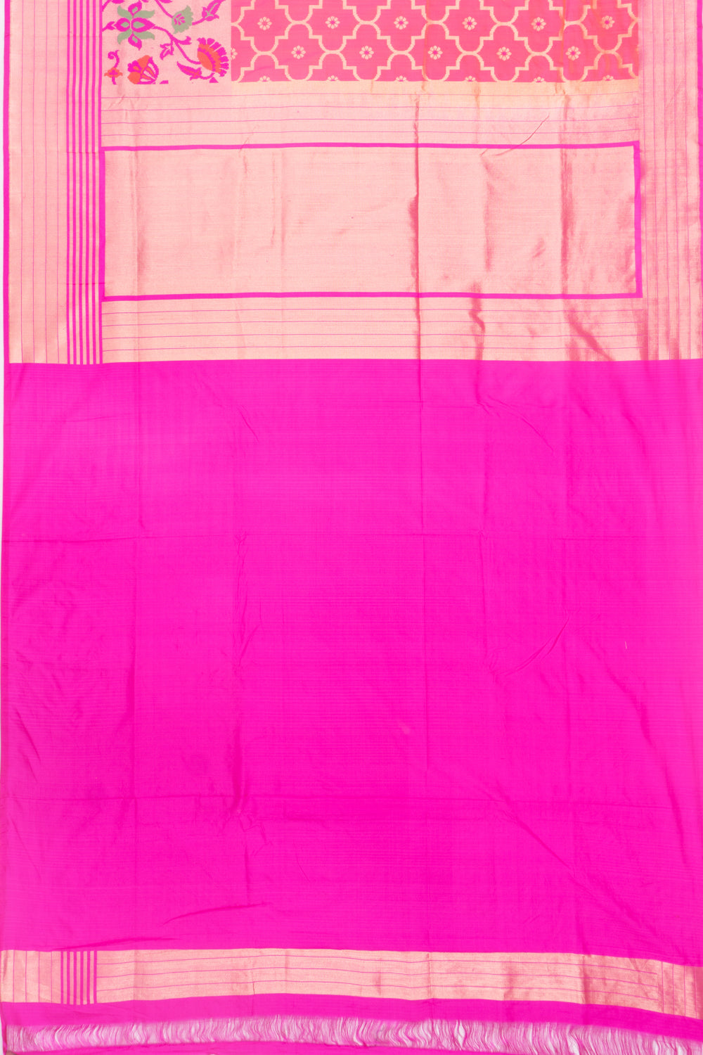 Banarasi Silk Brocade Dual Tone Pink And Orange Saree