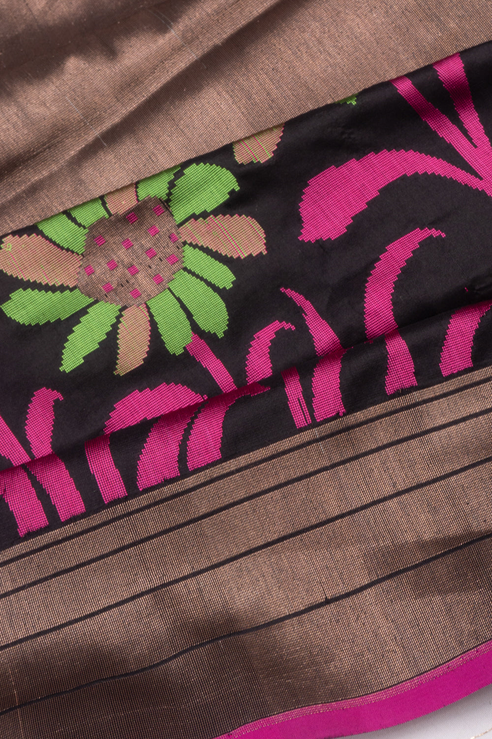 Banarasi Silk Half And Half Brocade Black Saree