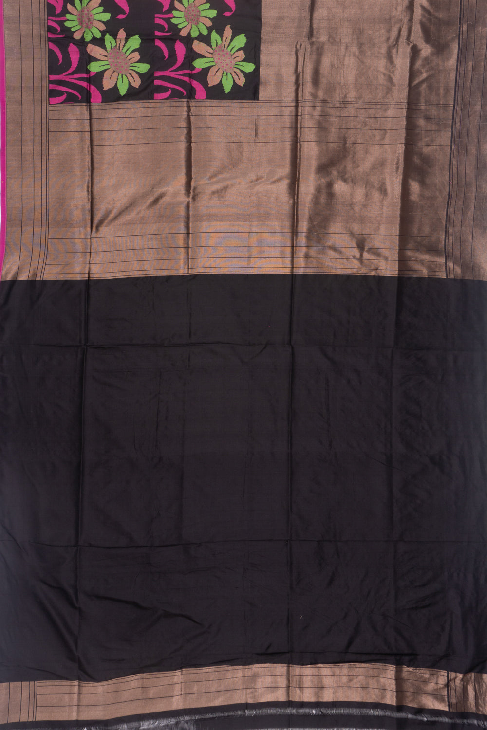 Banarasi Silk Half And Half Brocade Black Saree