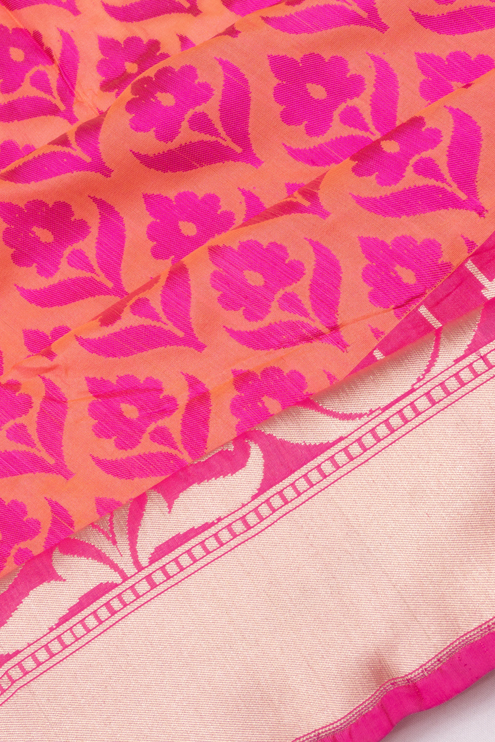 Banarasi Silk Brocade Orange Saree