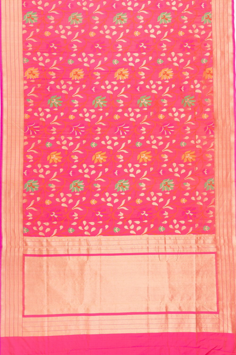 Banarasi Silk Jaal Dual Tone Pink And Orange Saree