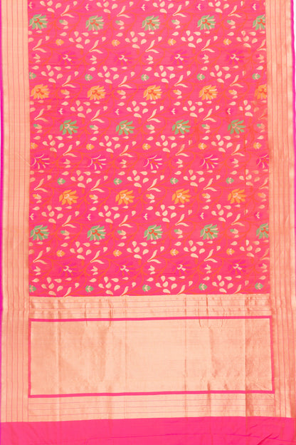 Banarasi Silk Jaal Dual Tone Pink And Orange Saree