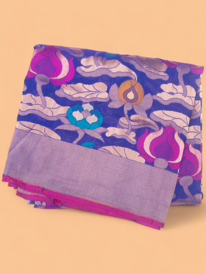 Banarasi Silk Brocade Dark Blue Saree