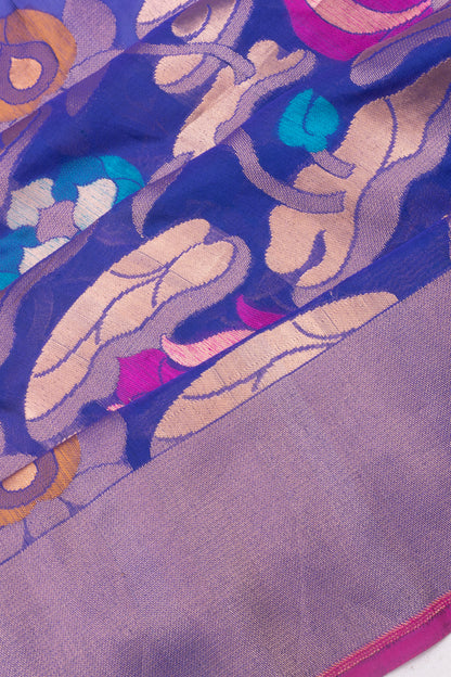 Banarasi Silk Brocade Dark Blue Saree