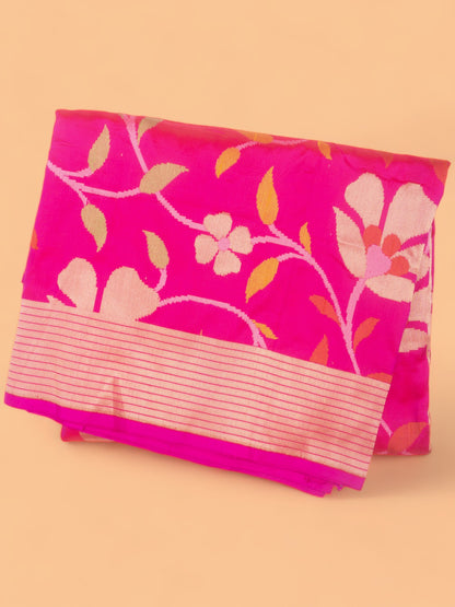 Banarasi Silk Jaal Pink Saree