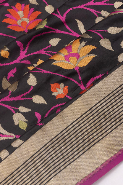 Banarasi Silk Jaal Black Saree