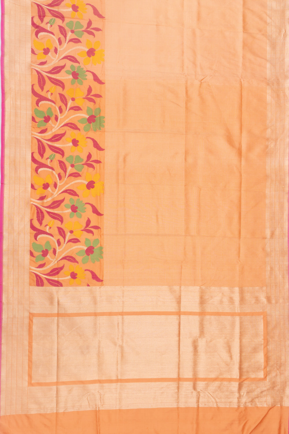 Banarasi Silk Horizontal Lines Pastel Orange Saree