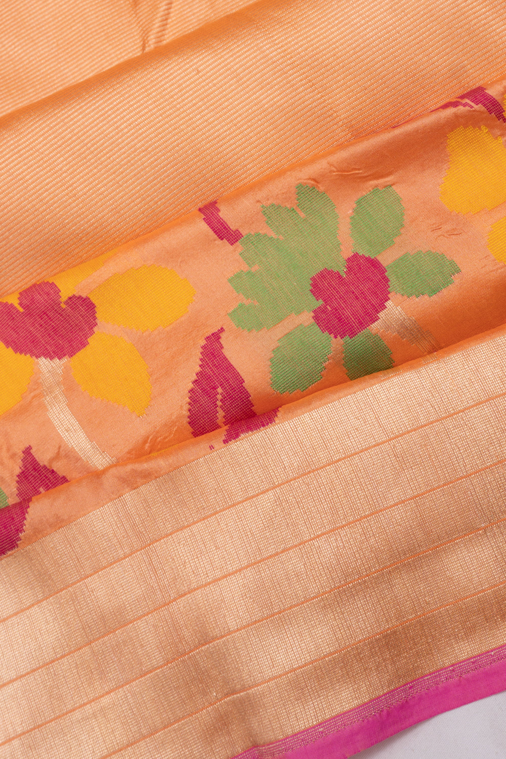 Banarasi Silk Horizontal Lines Pastel Orange Saree