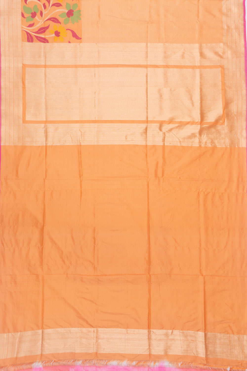 Banarasi Silk Horizontal Lines Pastel Orange Saree