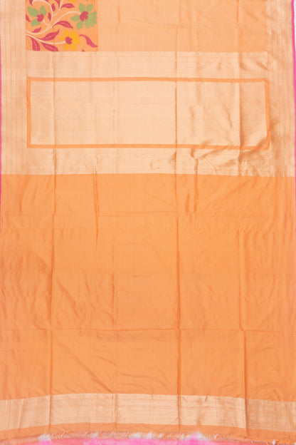 Banarasi Silk Horizontal Lines Pastel Orange Saree