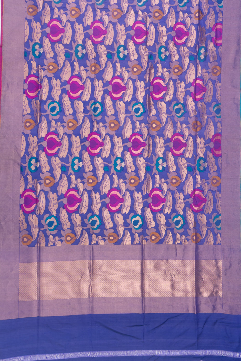 Banarasi Silk Floral Brocade Royal Blue Saree