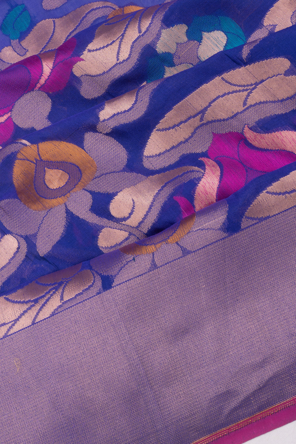 Banarasi Silk Floral Brocade Royal Blue Saree